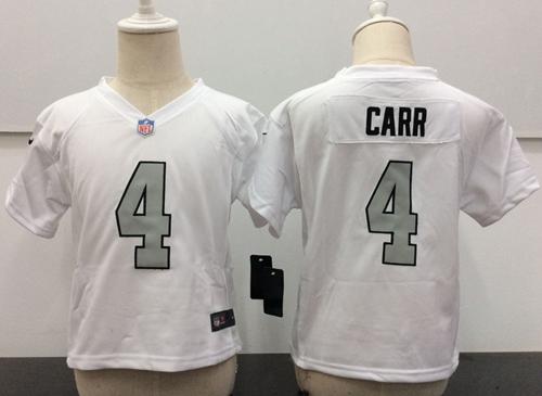 Toddler Nike Raiders #4 Derek Carr White Rush Stitched NFL Elite Jersey